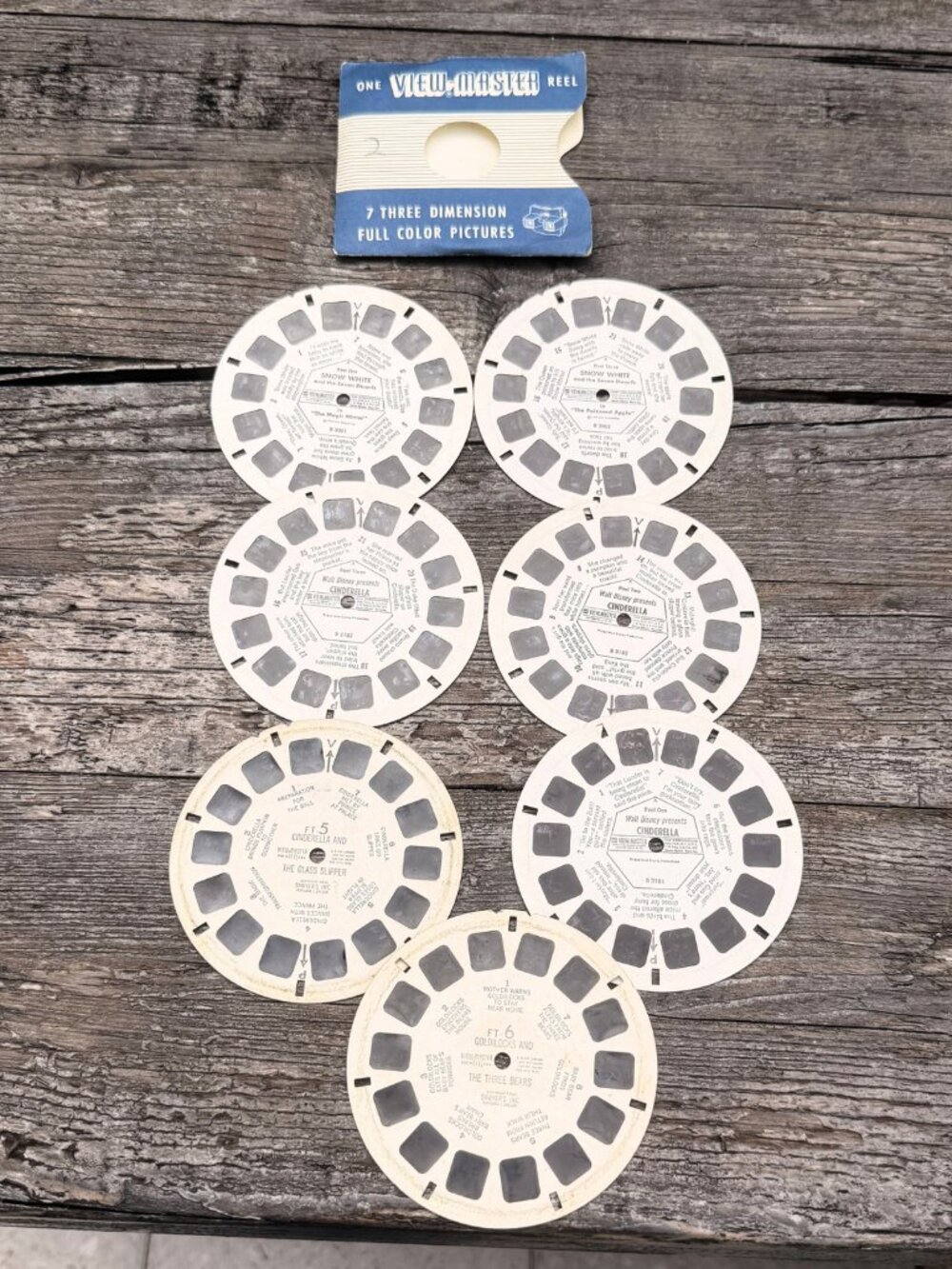 Vintage Lot 7 View Master Reel Disney Cinderella Snow White 1956 Goldilocks 1946